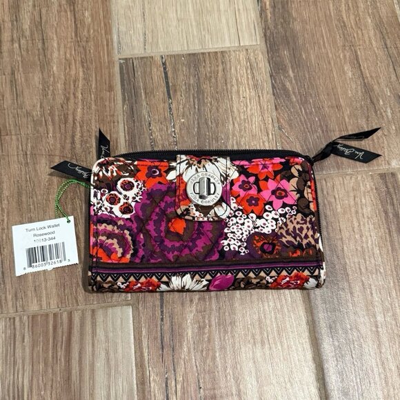 VERA BRADLEY - Turnlock Wallet in the Rosewood Pattern - Picture 1 of 4